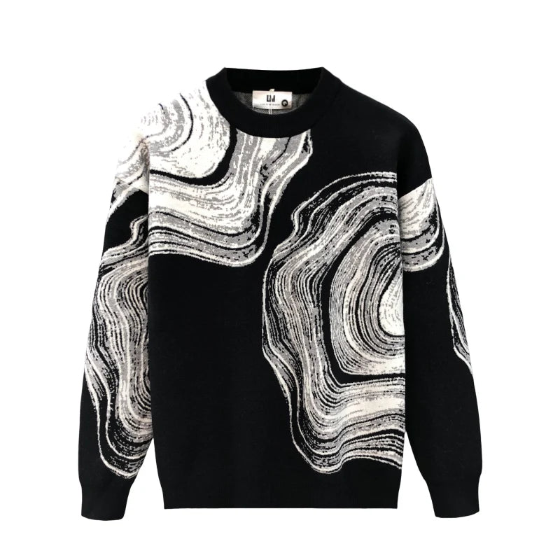 Pattern Abstract Contrast Knitted Sweater