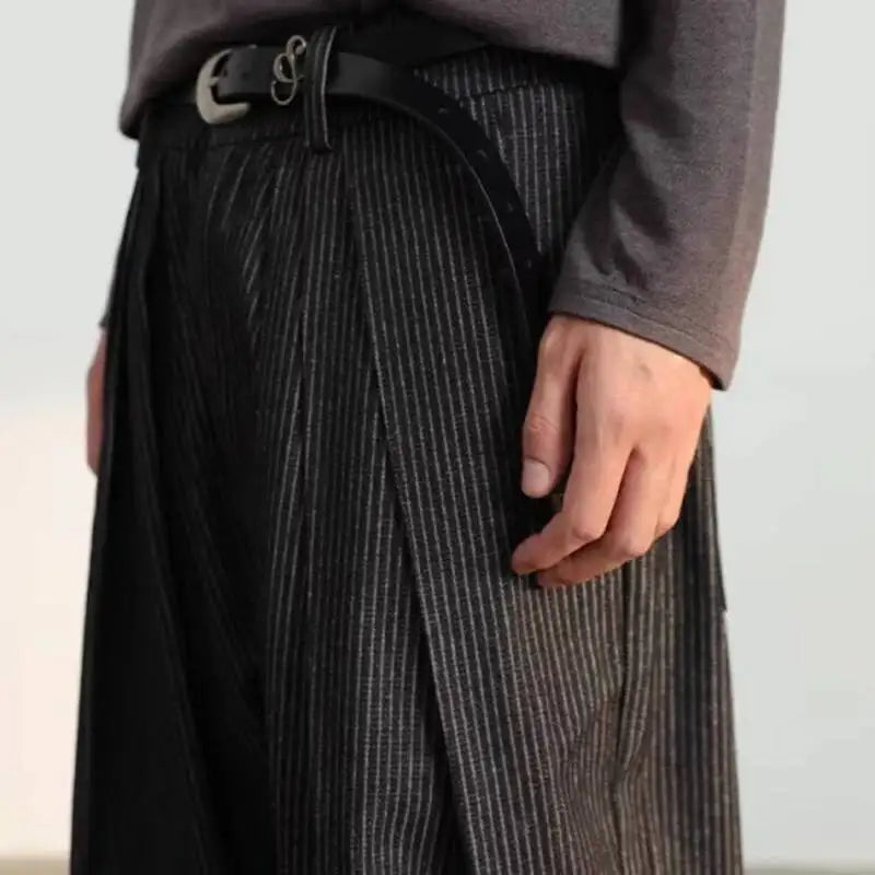 Striped Design Pleated Men's Trousers