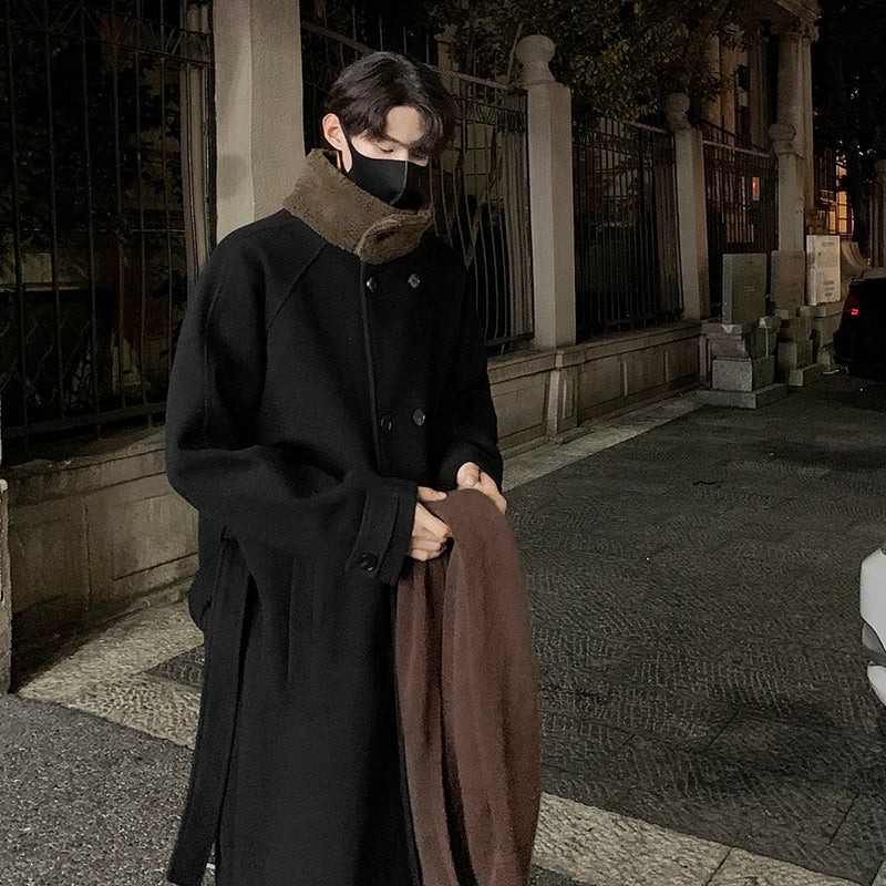 Lamb Wool Patchwork Belt Coat