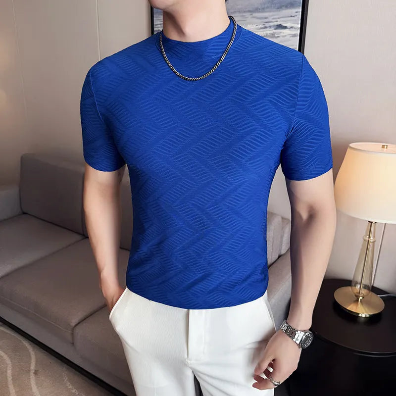 Geometric Pattern Slim-Fit O-Neck T-Shirt