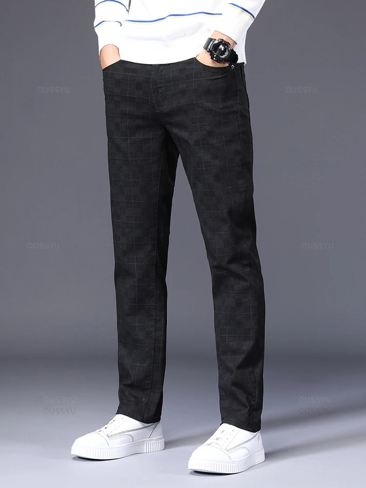 Classic Plaid Flat Front Trousers