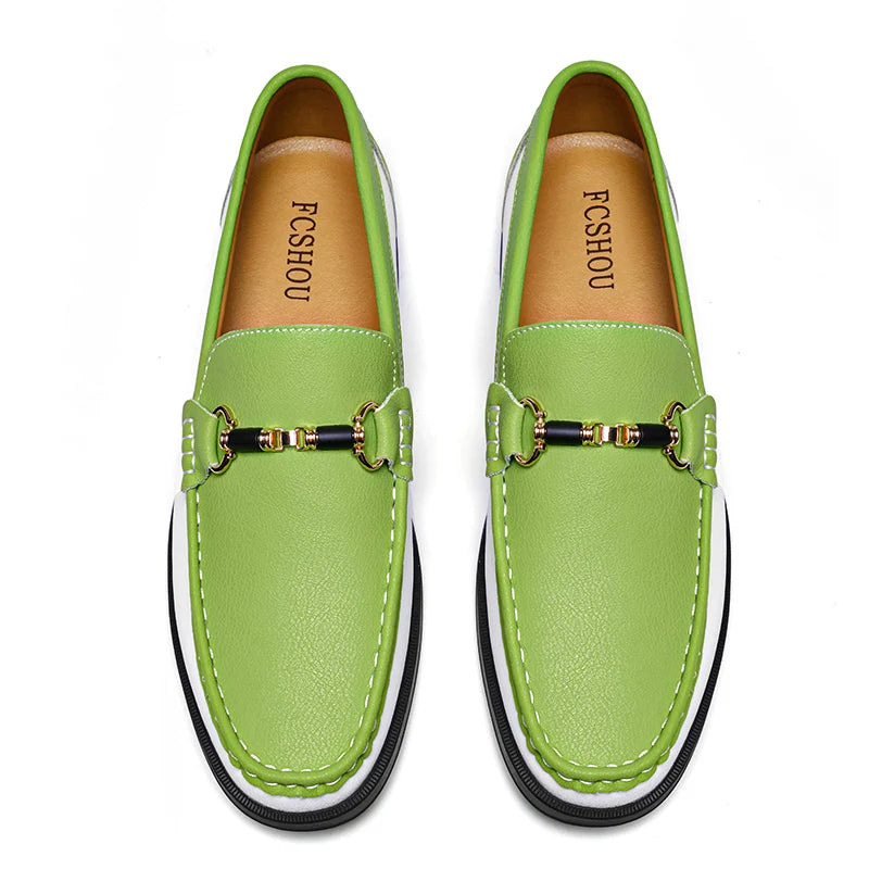 Metal Appliqués Split Leather Loafers