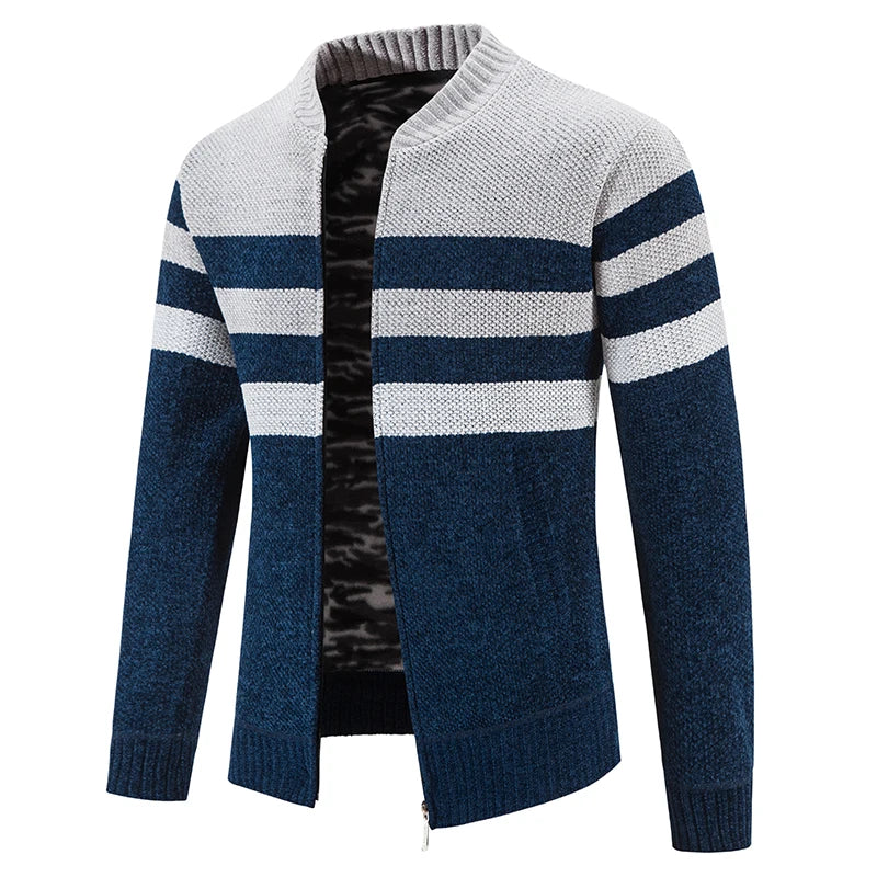 Lines Knitted Zipper Cardigan