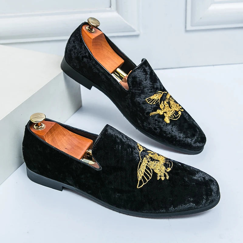 Luxury Embroidery Design Suede Loafers