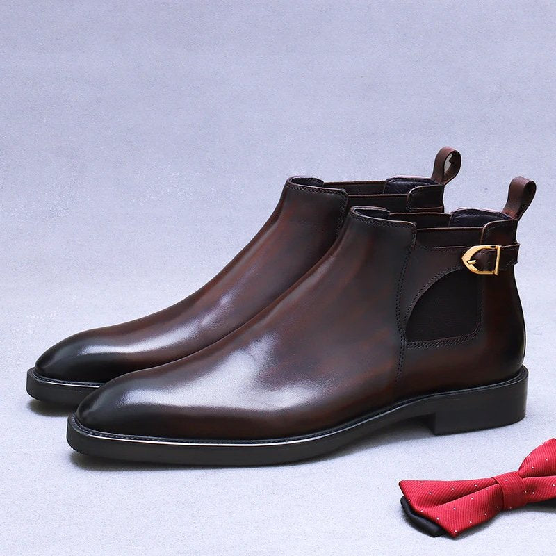 Solid Color Buckle Decoration Chelsea Boots