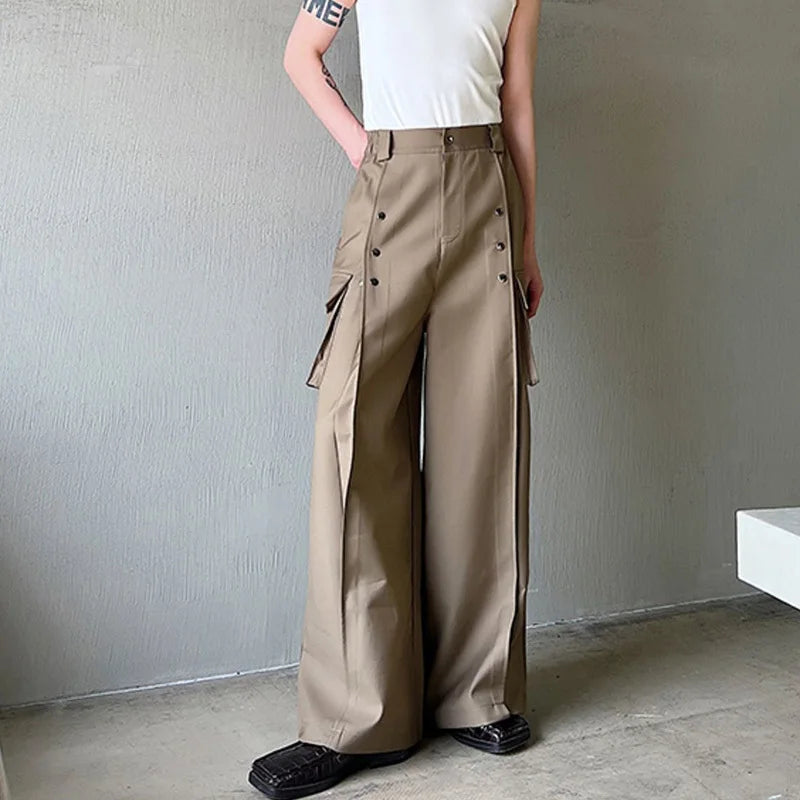 High Waist Metal Piece Pocket Pants