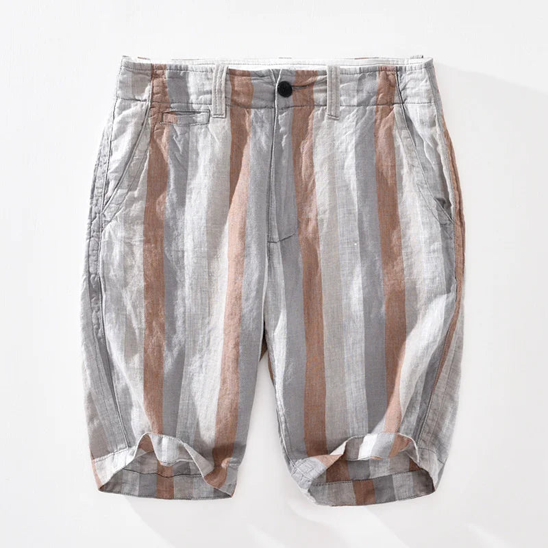 Streetwear Contrast Striped Linen Shorts