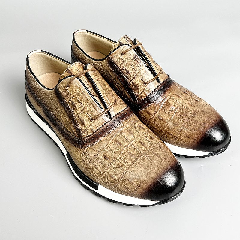 Mixed-Colors Crocodile Leather Shoes