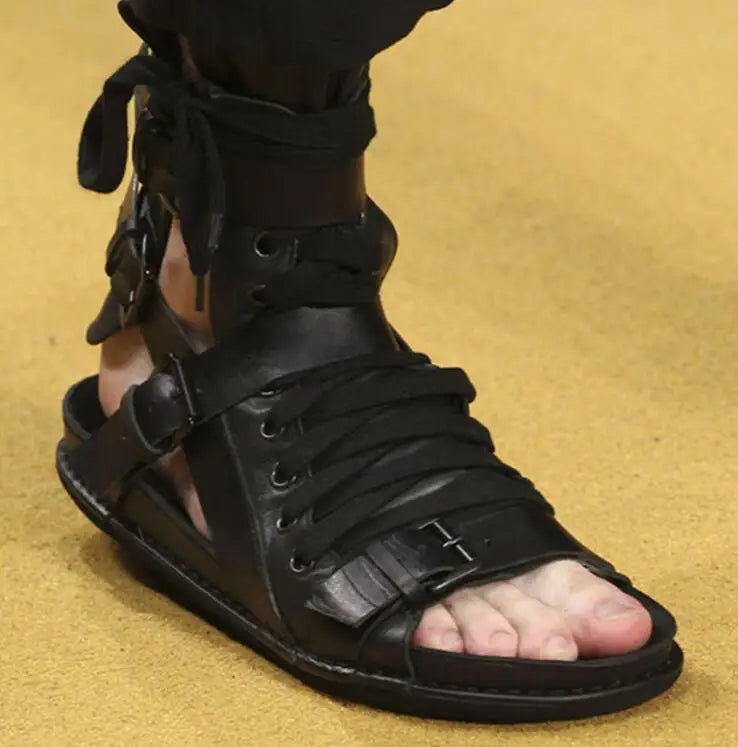 Black Rome Gladiator Lace-up Sandals