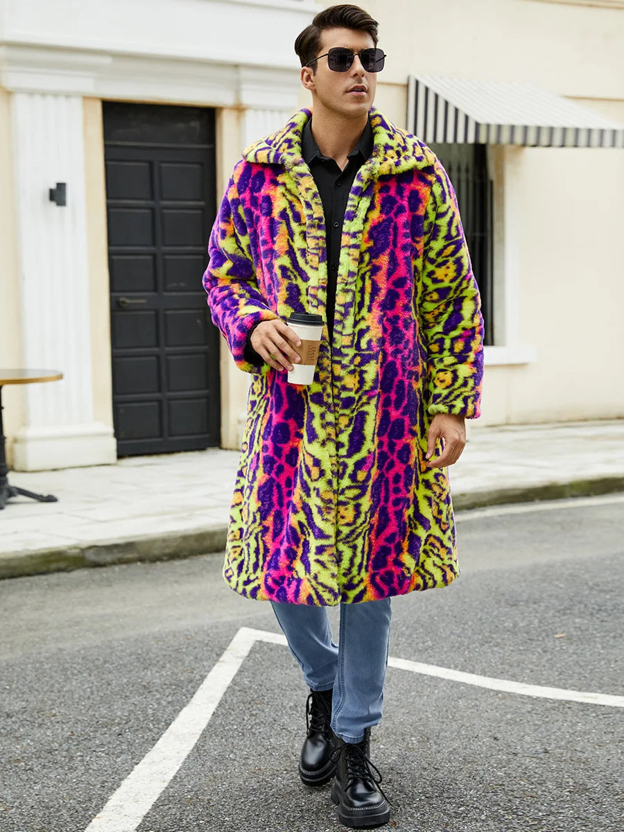 Vibrant Leopard Luxe Fur Coat