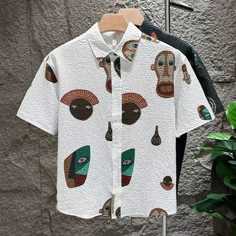 Solid Graphic Printed Loose Shirt