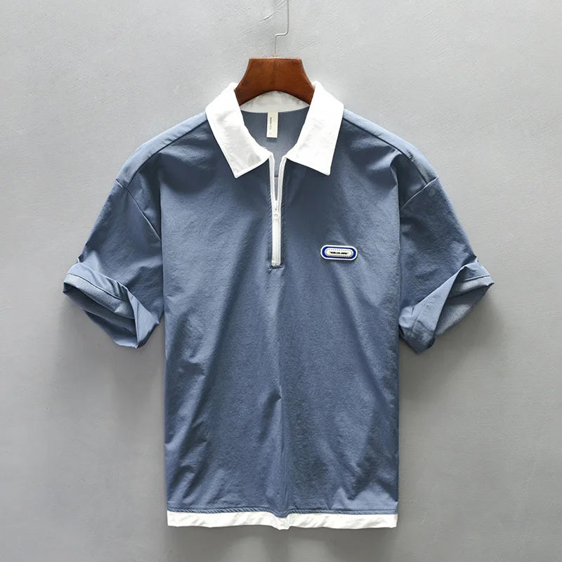 Casual Solid Turn-Down Collar Polo Shirt