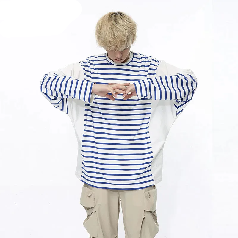 Loose Contrast Color Stripe T-Shirt