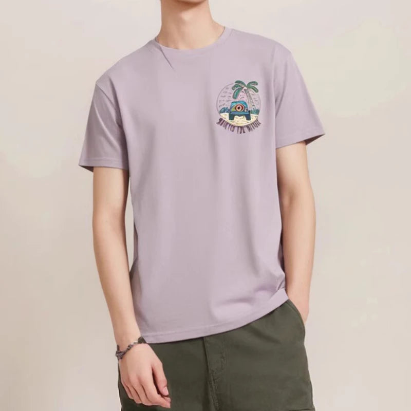 Purple Color Printing Summer T-Shirt