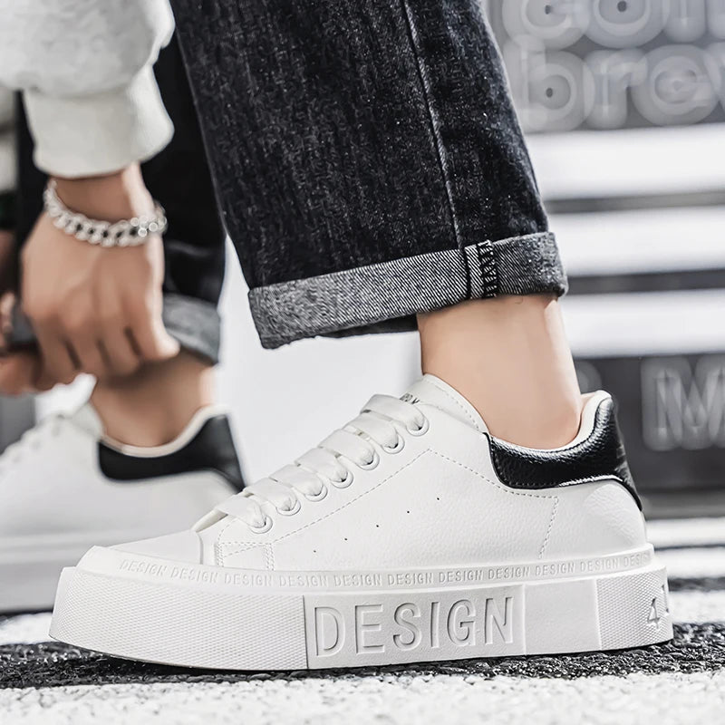 Comfortable Leather Low-Cut Platform Sneakers