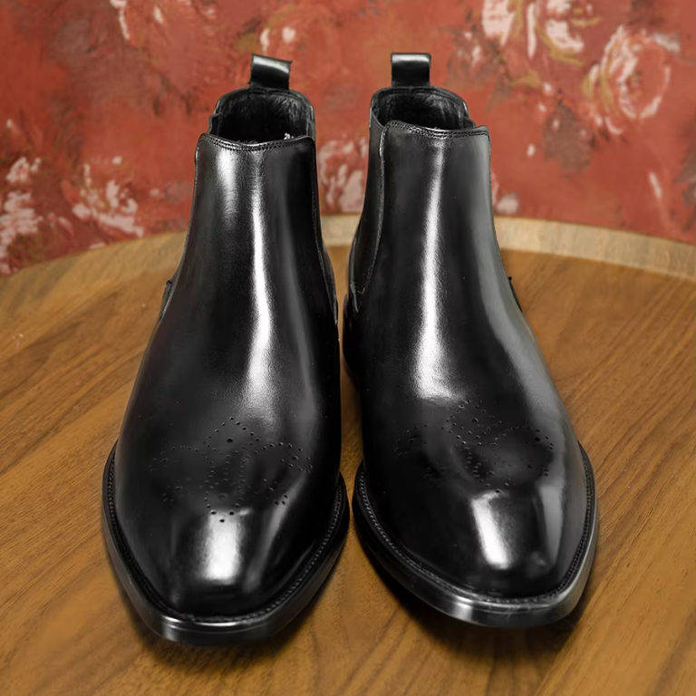 Elegant Solid Leather Chelsea Boots