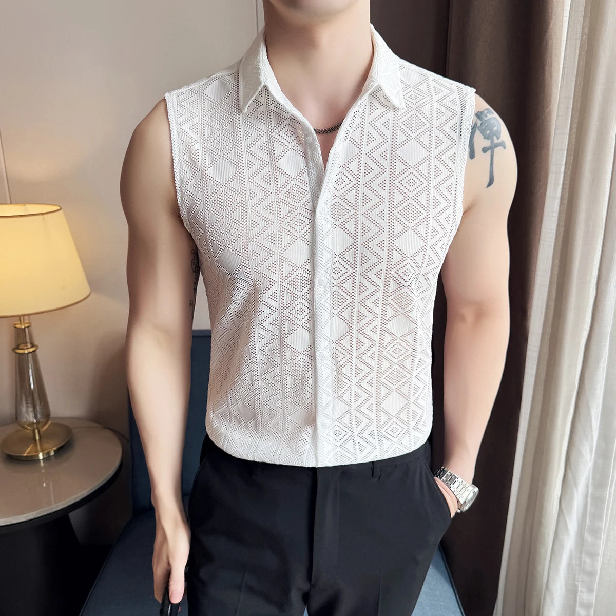 Hollow Geometric Lace Comfortable Vest