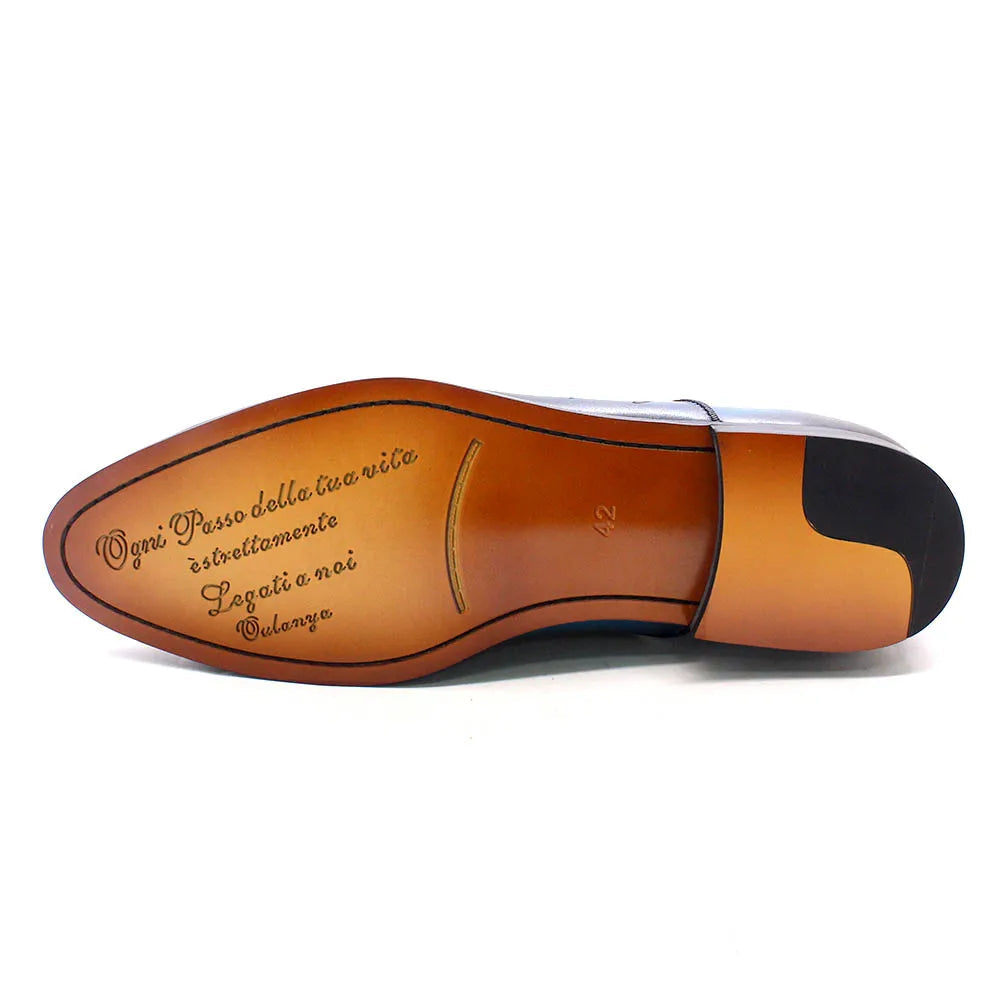 Hand-Painted Engraving Leather Loafers