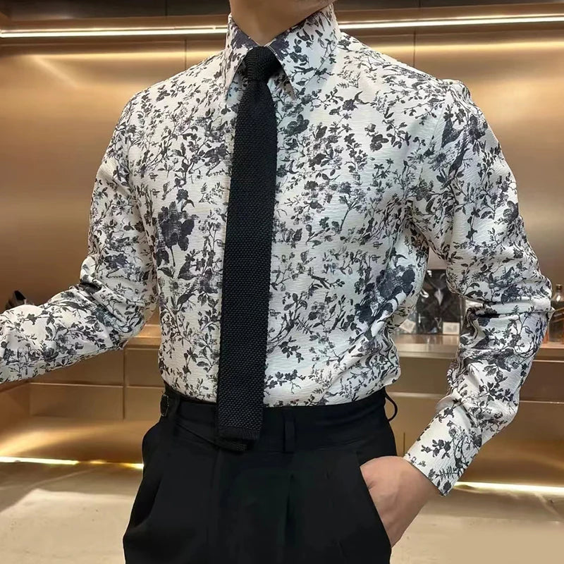 Solid Base Vintage Floral Printed Shirt