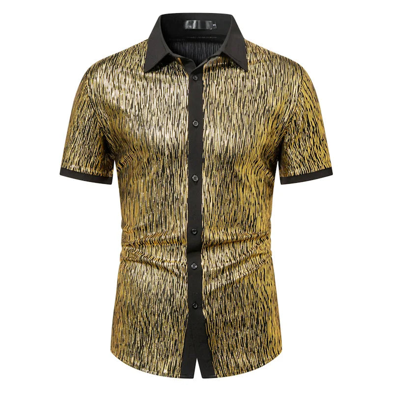 Shiny Party Metallic Short Sleeve Shirt