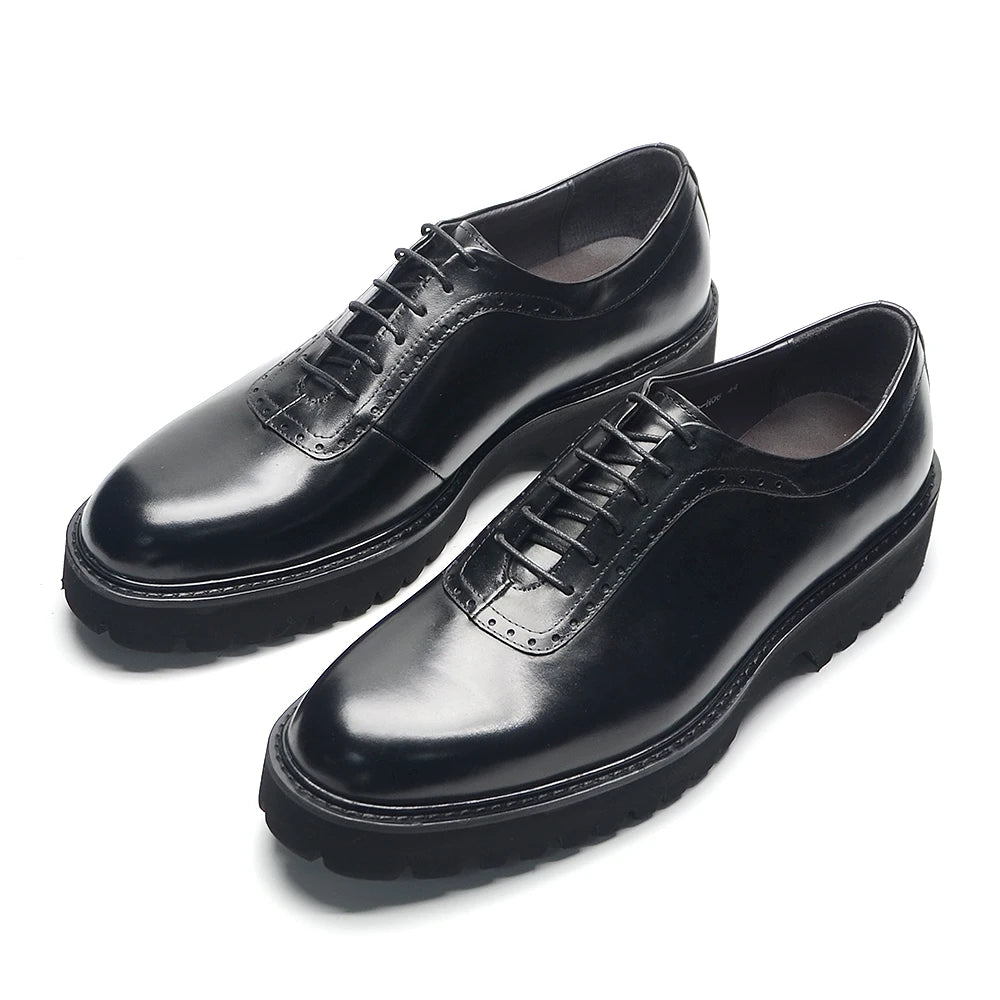 Genuine Leather Height Increasing Oxford Shoes