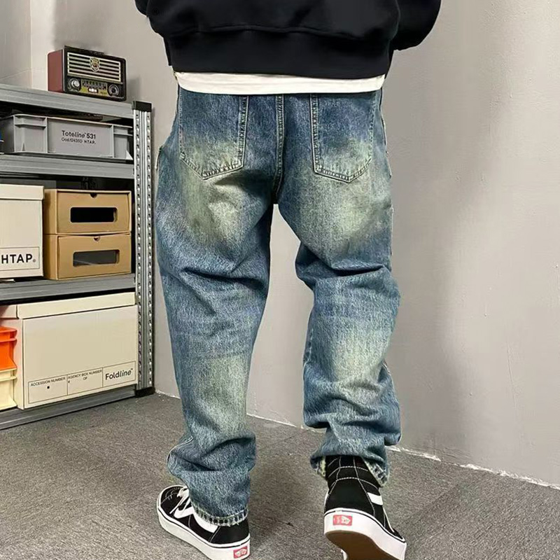Loose Straight Embroidery Denim Men's Jeans
