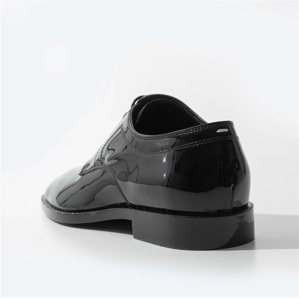 Black Shiny Leather Oxford Tabi Shoes