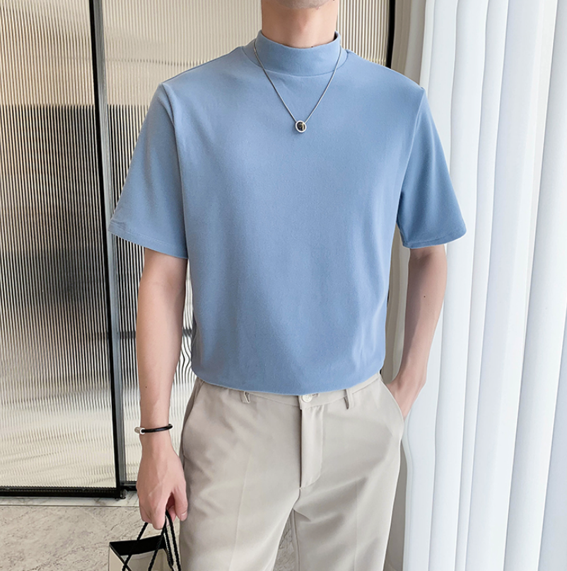 Solid Color Turtleneck Loose T-Shirt