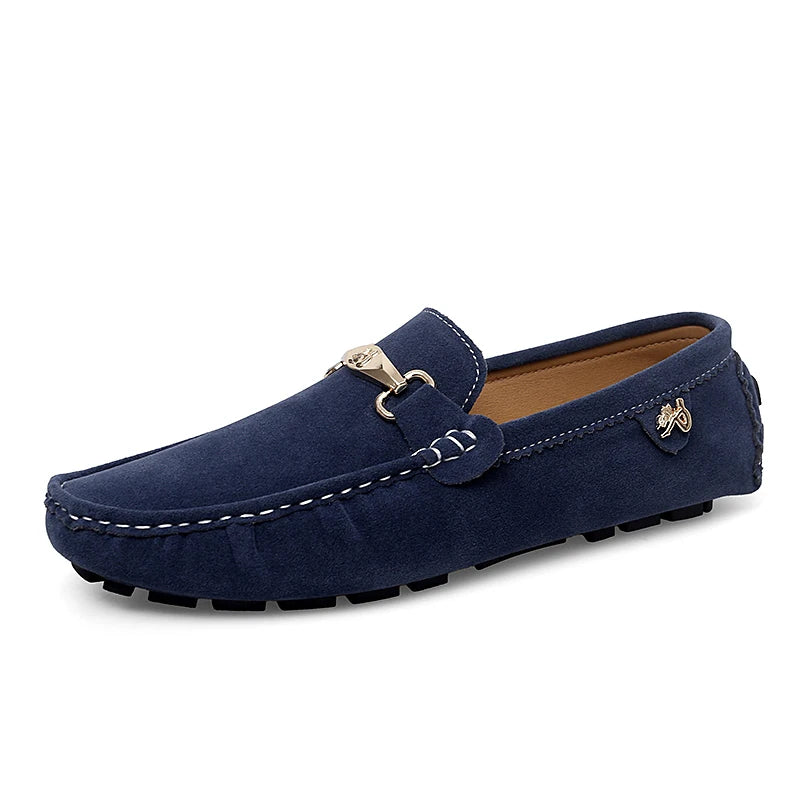 Metal Appliques Suede Moccasins Loafers
