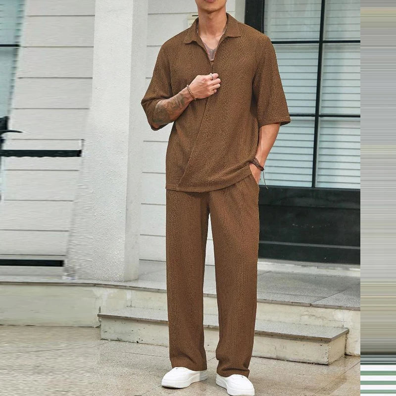 Irregular Solid Vintage Pants Set