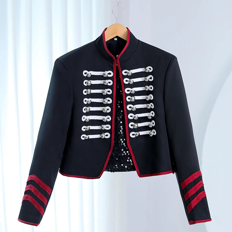 Steampunk Contrast Stand Collar Jacket