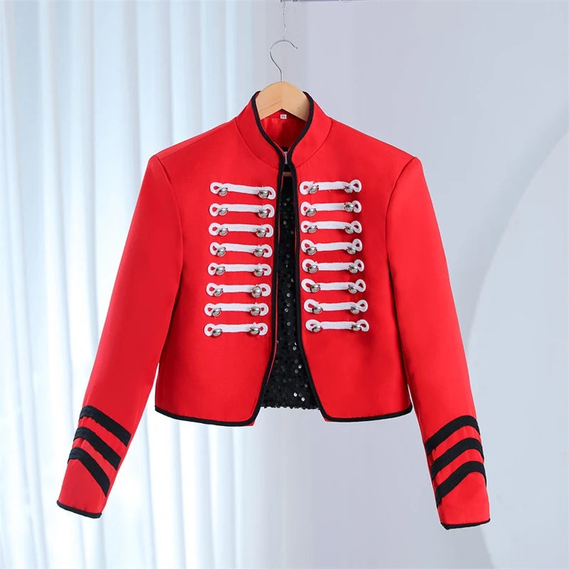 Steampunk Contrast Stand Collar Jacket