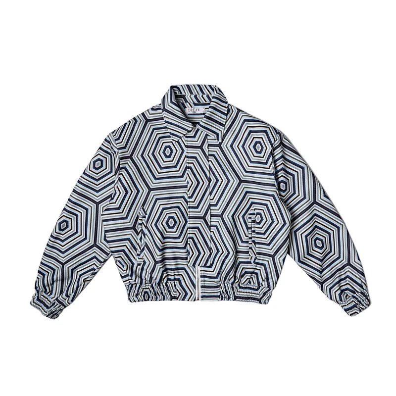 Streetwear Geometric Loose Bomber Jacket