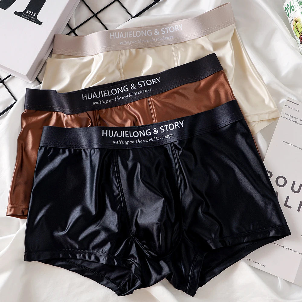 Smooth Ice Silk Satin-Like Boxer Set