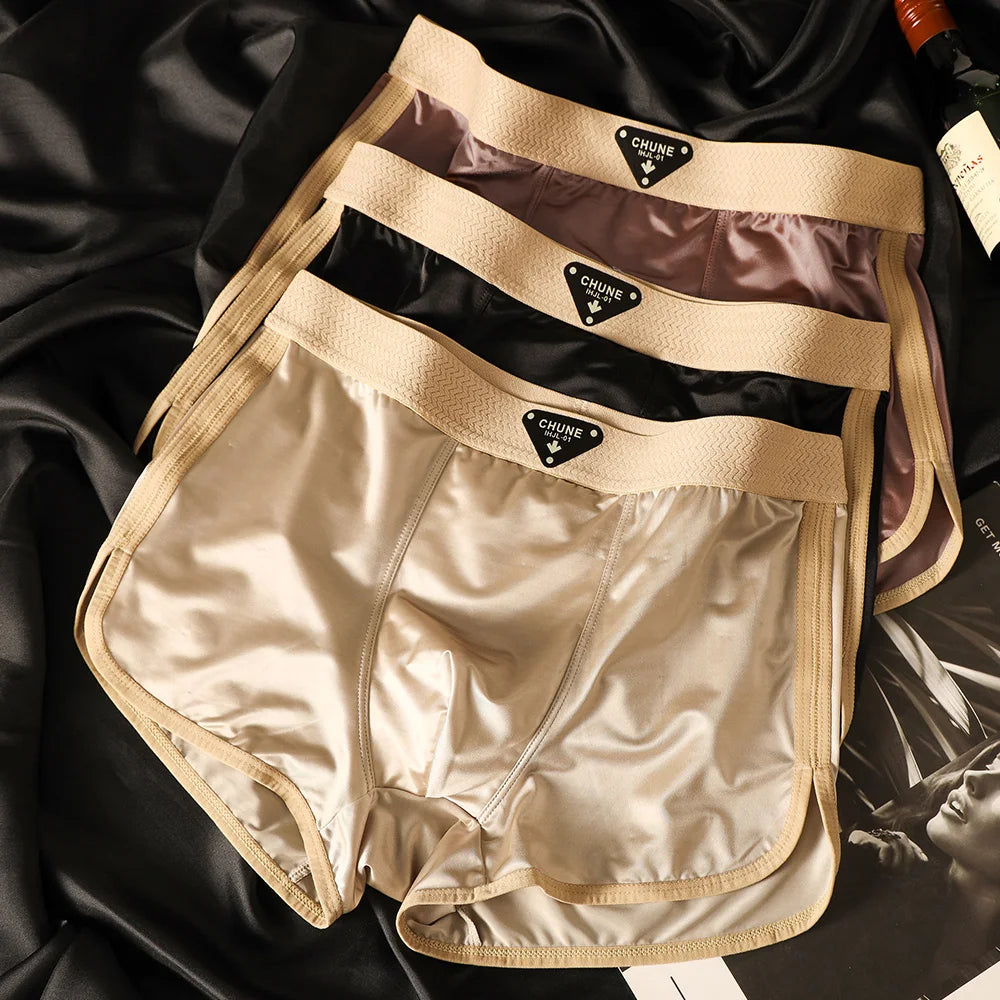 Satin-Like Solid Breathable Boxer Set