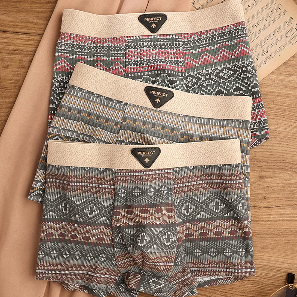 Retro Print Mesh U Type Boxer Set