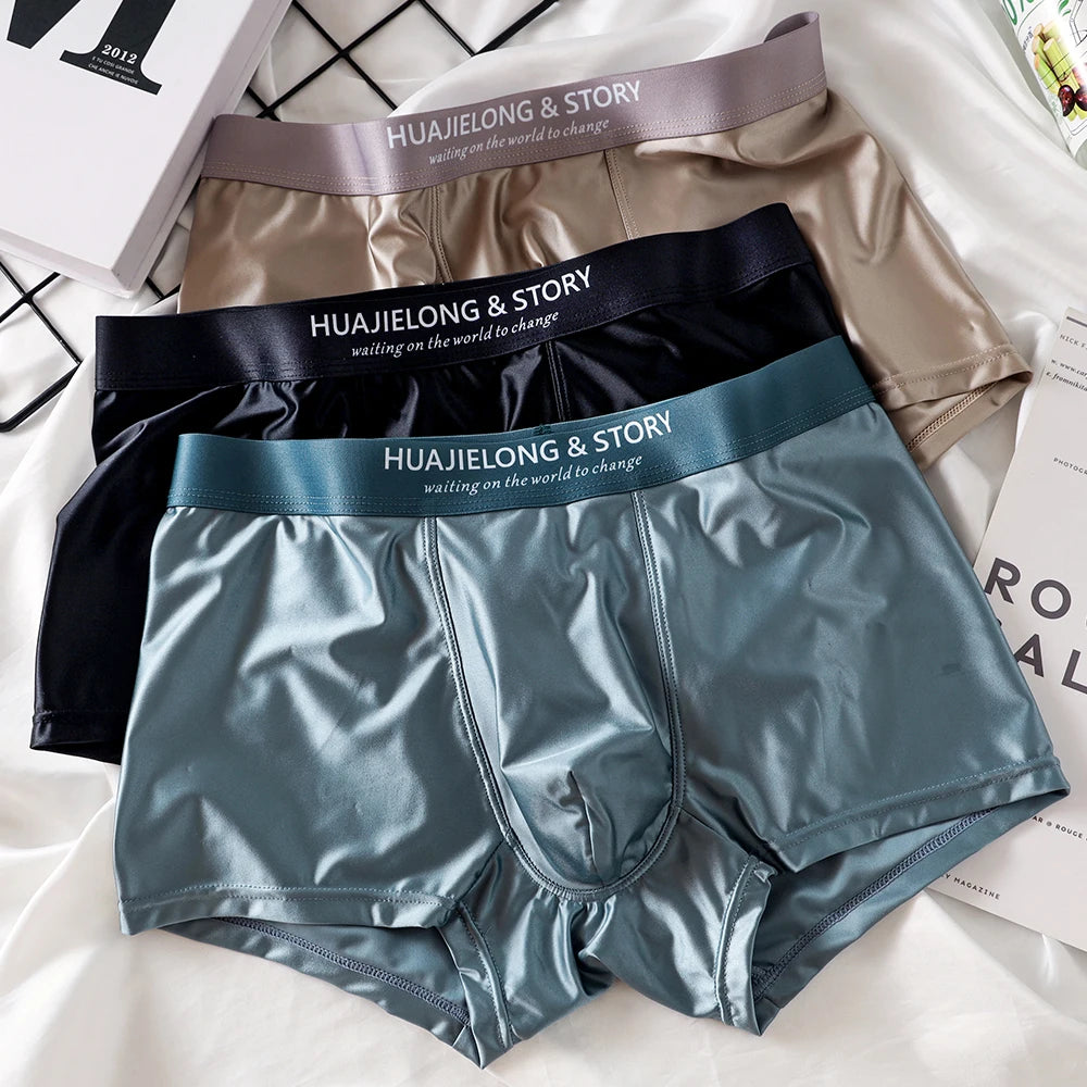 Smooth Ice Silk Satin-Like Boxer Set