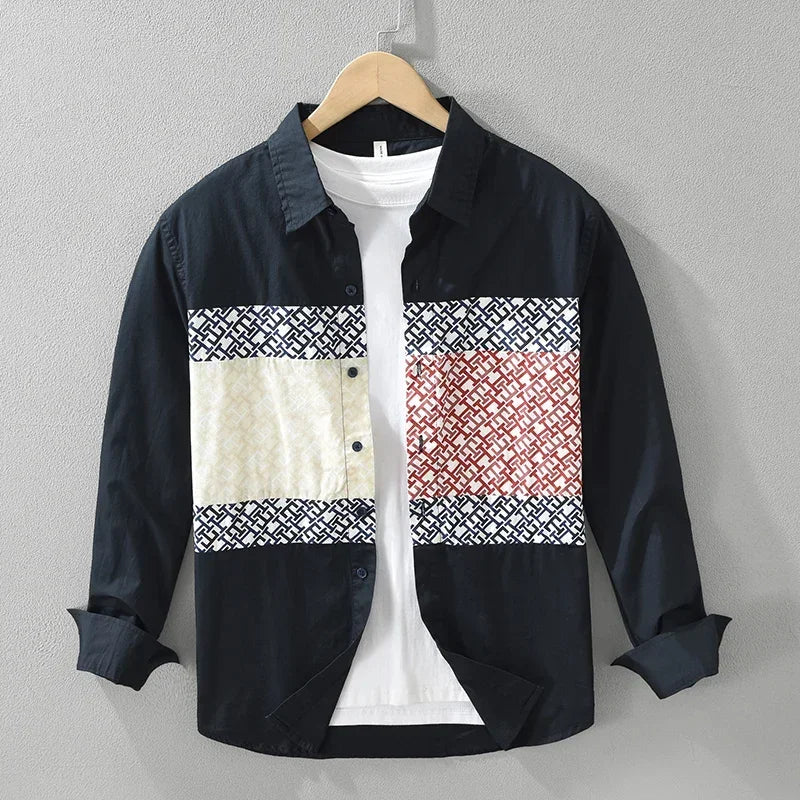 Solid Patchwork Color Block Shirt