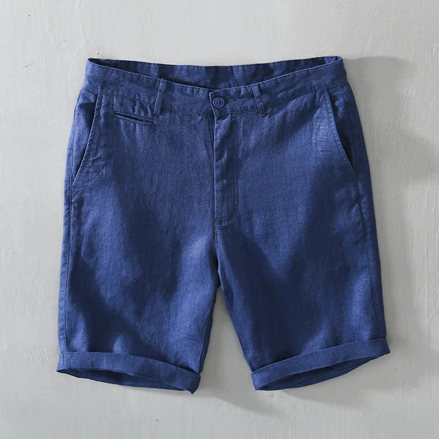 Pure Linen Solid Straight Fit Shorts