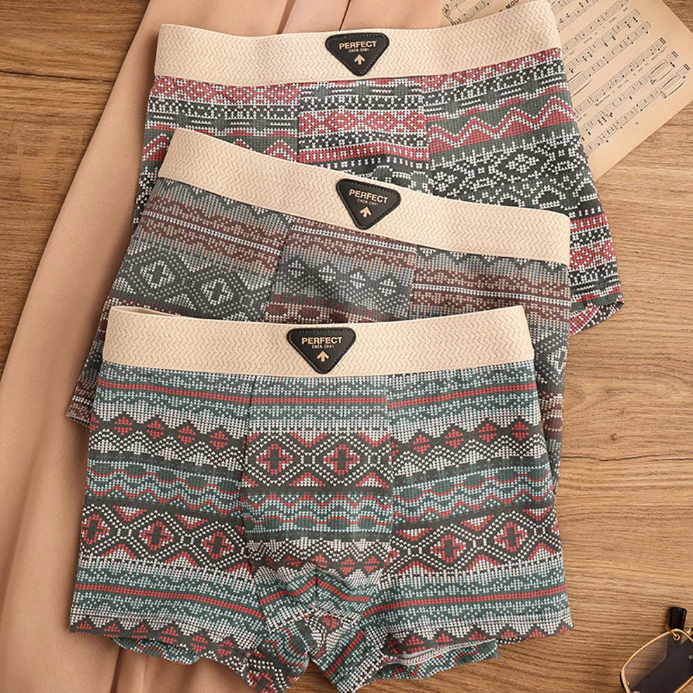 Retro Print Mesh U Type Boxer Set