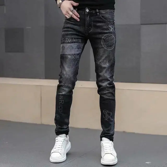Streetwear Ripped Letter Patches Jeans