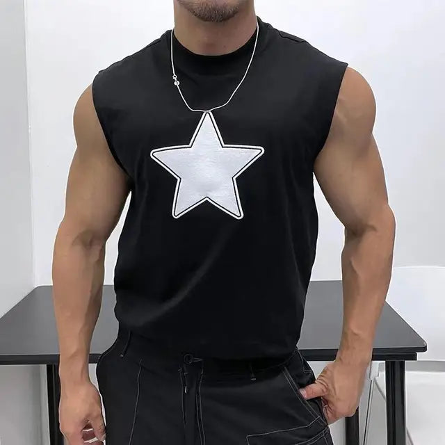 Star & Flash Printed Sleeveless Tank Top