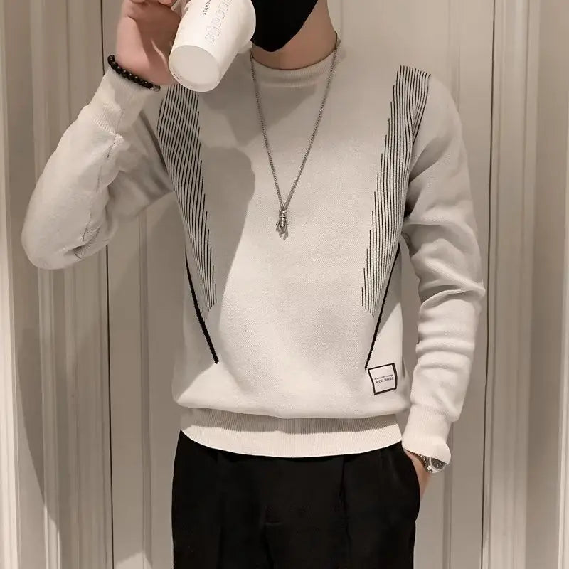 Striped Basic Knitted Men's Sweater