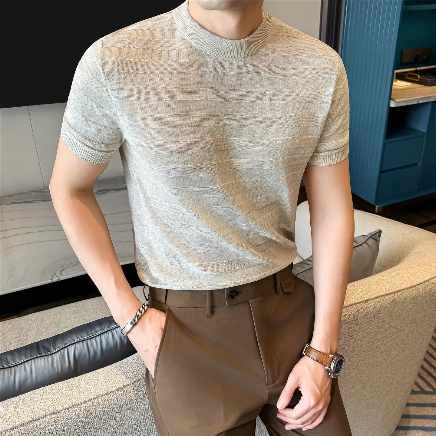 Broadcloth Knitted Short Sleeve T-Shirt