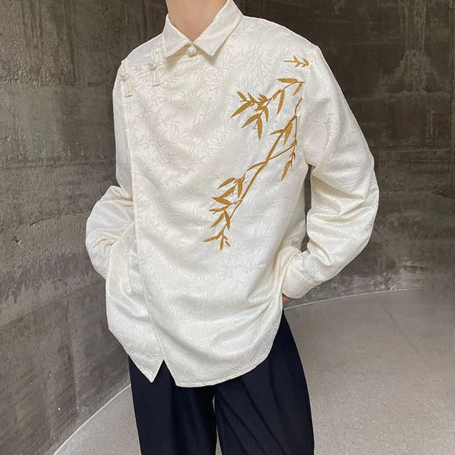Vintage Chinese Jacquard Embroidered Shirt