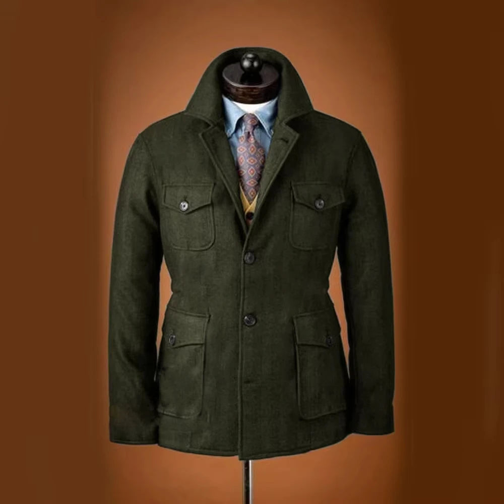 Woolen Single-Breasted Men's Blazer