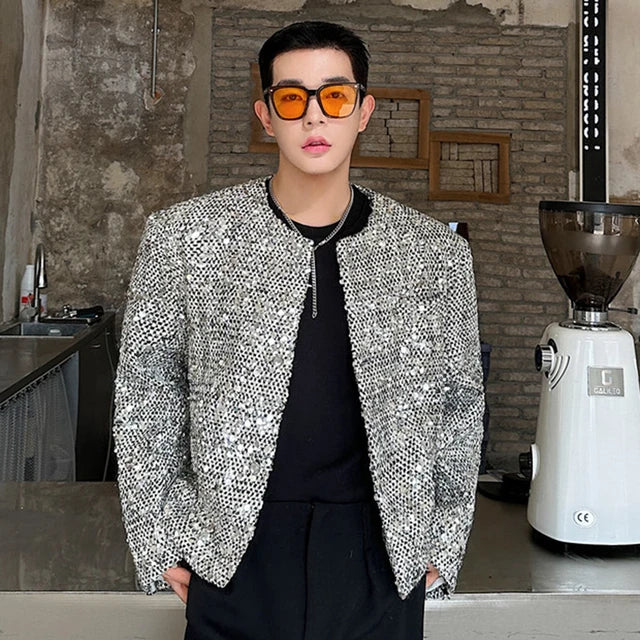 Silver Color Sequins Decoration Jacket