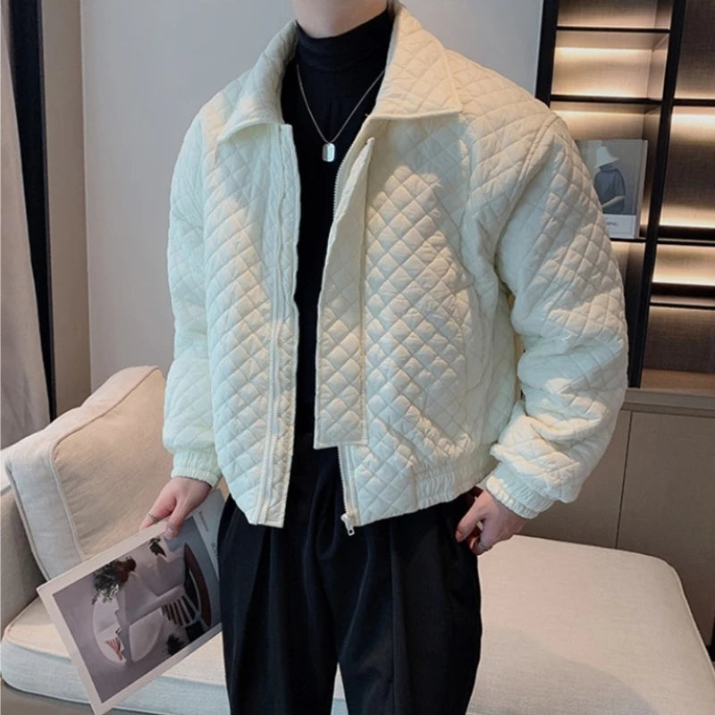 Lattice Pattern Thickened and Warm Jacket