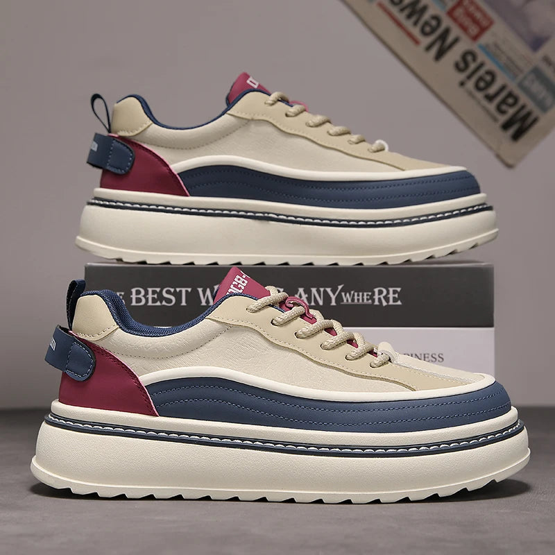 Solid Color Block Lace-Up Sneakers