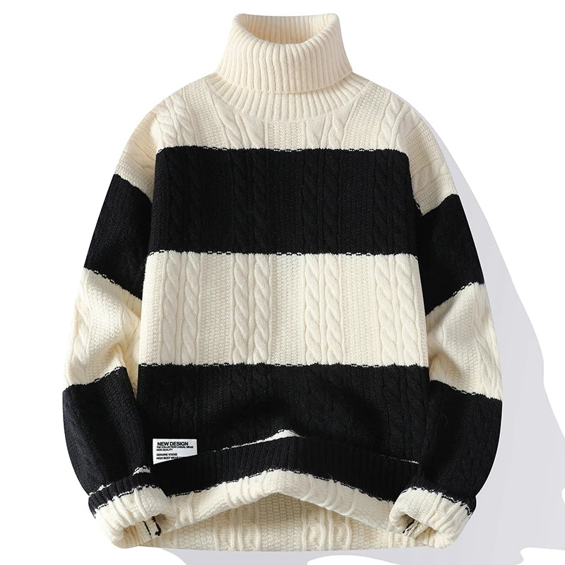 Stripe Twist Thick Wool Sweater